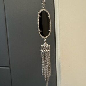 Kendra Scott Rayne Black and Silver Pendant and Tassel Necklace